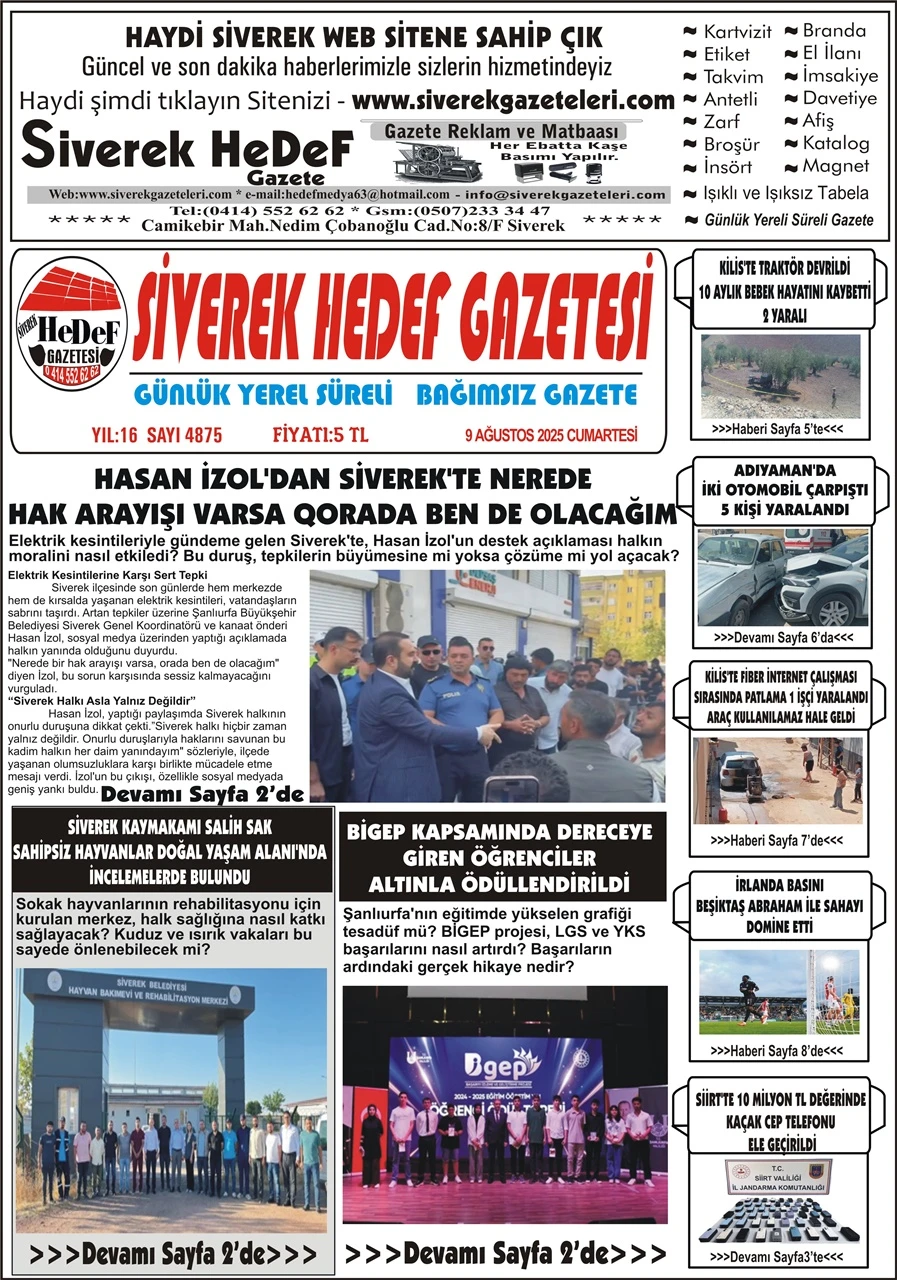 9.08.2025 Tarihli Gazetemiz 
