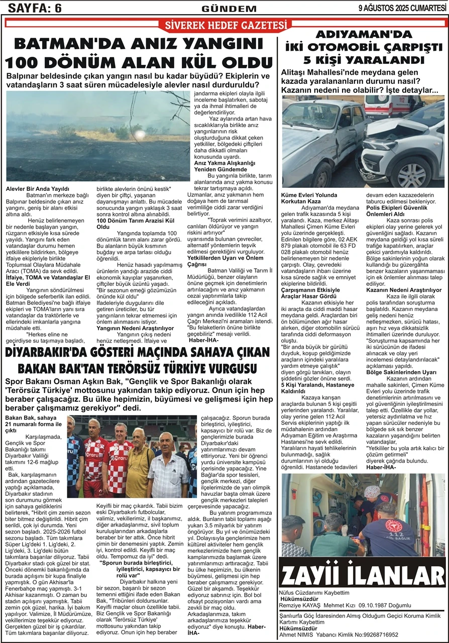 9.08.2025 Tarihli Gazetemiz 
