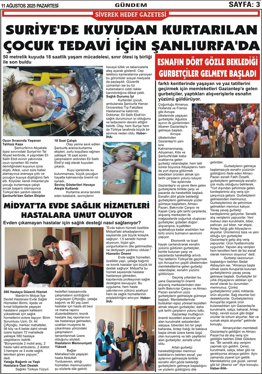11.08.2025 Tarihli Gazetemiz
