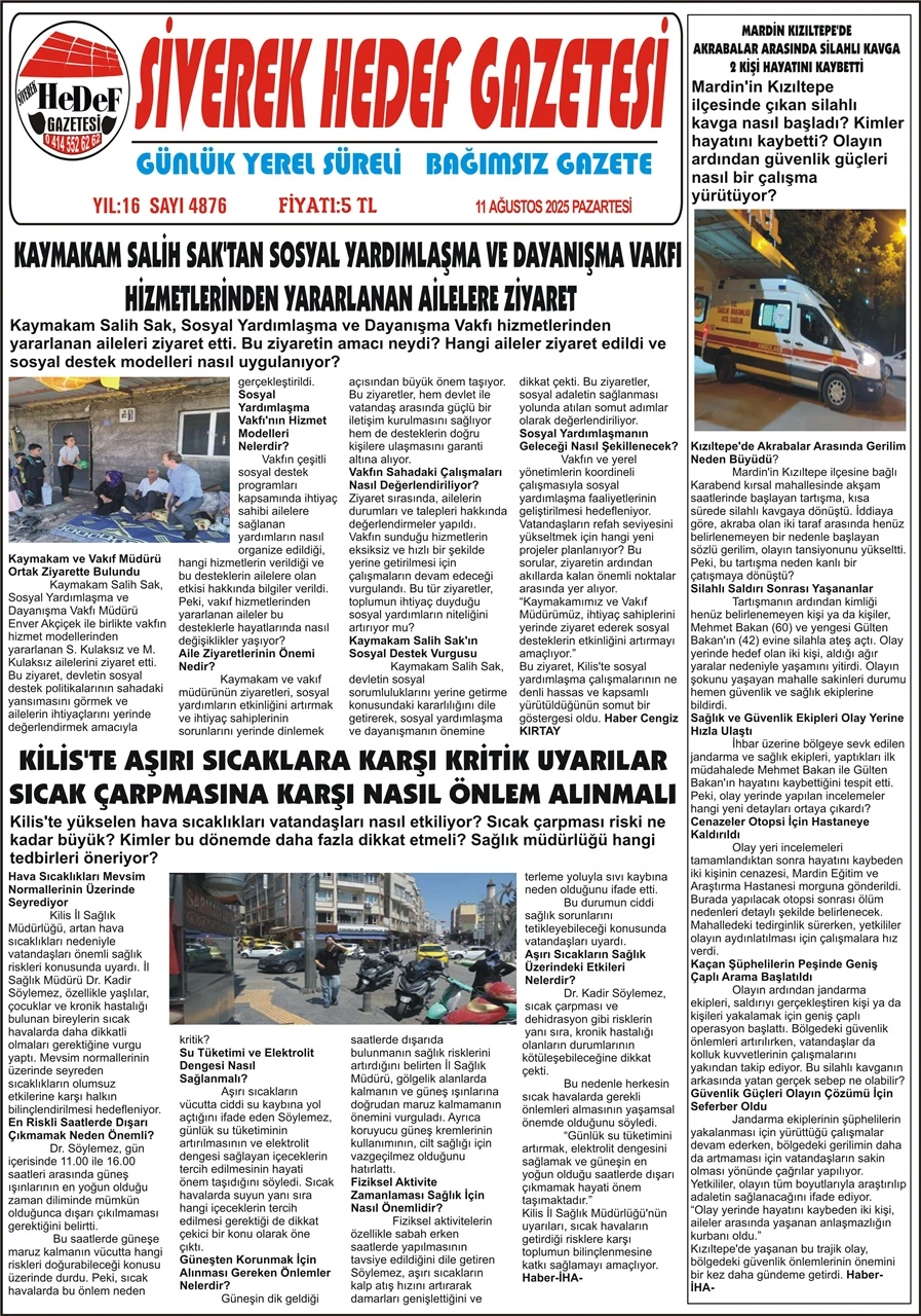 11.08.2025 Tarihli Gazetemiz
