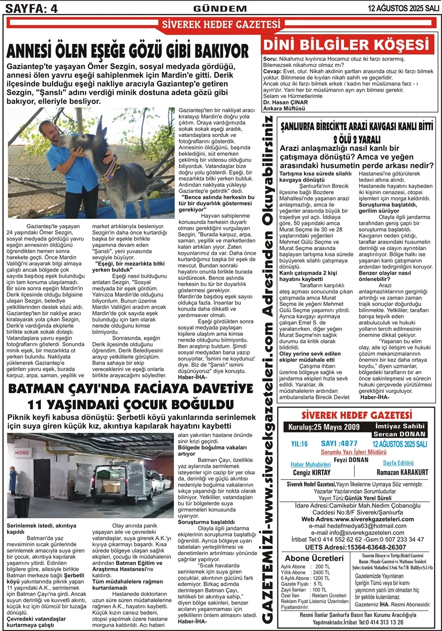 12.08.2025 Tarihli Gazetemiz