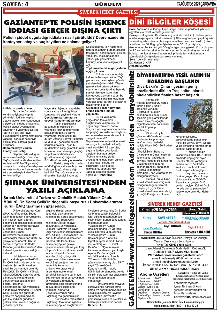 13.08.2025 Tarihli Gazetemiz