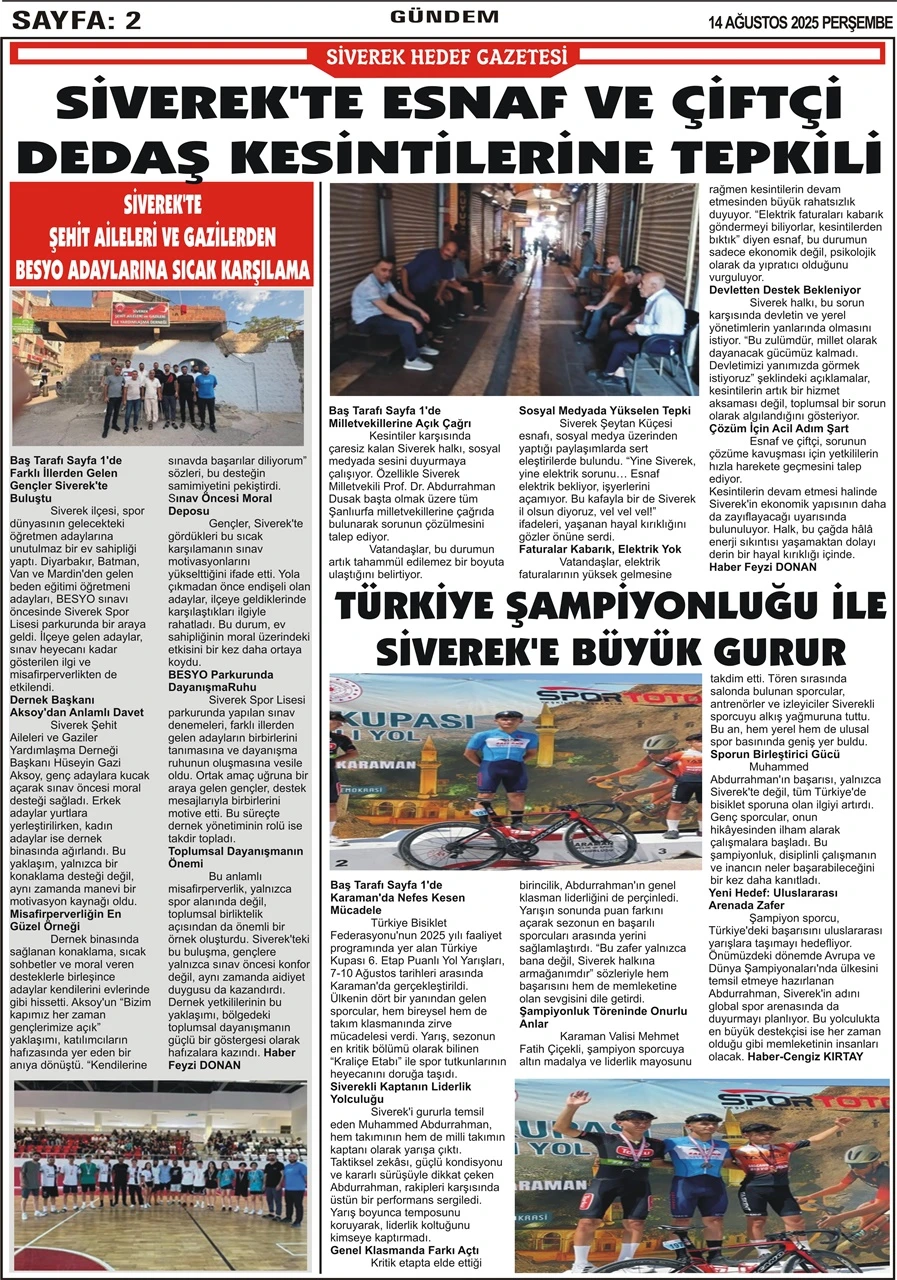 14.08.2025 Tarihli  Gazetemiz