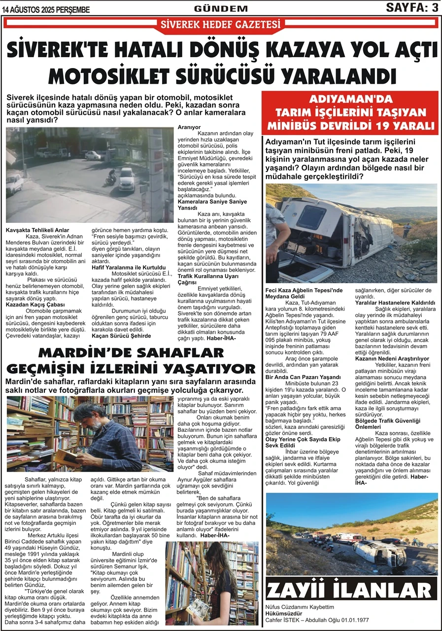 14.08.2025 Tarihli  Gazetemiz