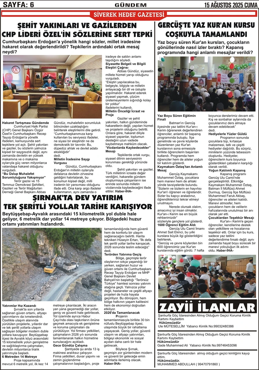 15.08.2025 Tarihli Gazetemiz
