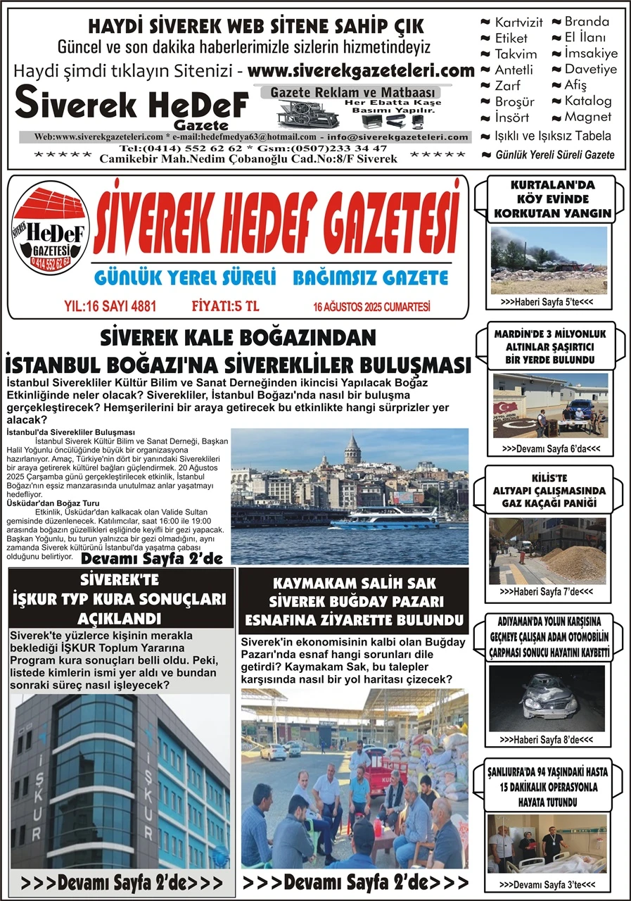 16.08.2025 Tarihli Gazetemiz