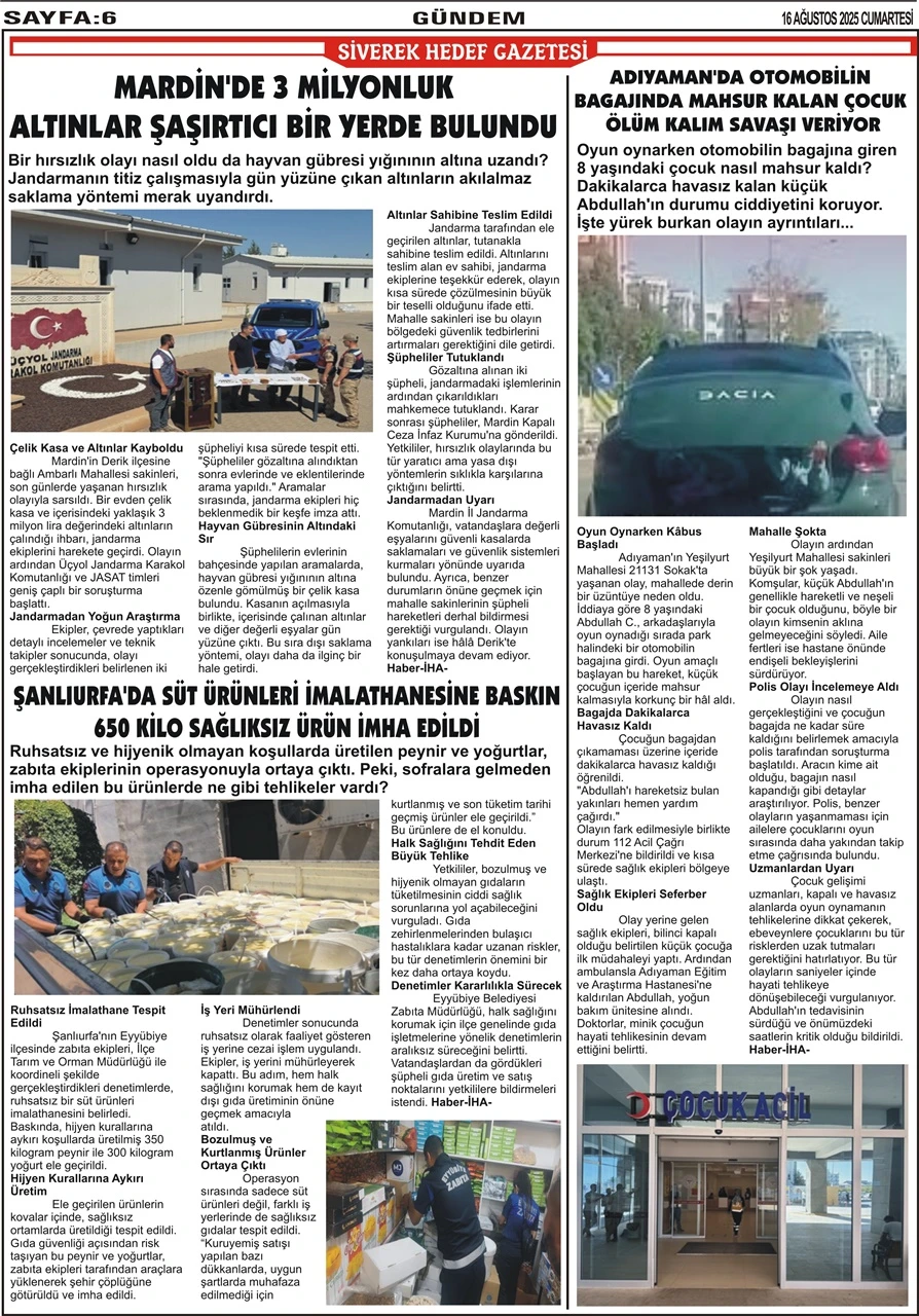 16.08.2025 Tarihli Gazetemiz