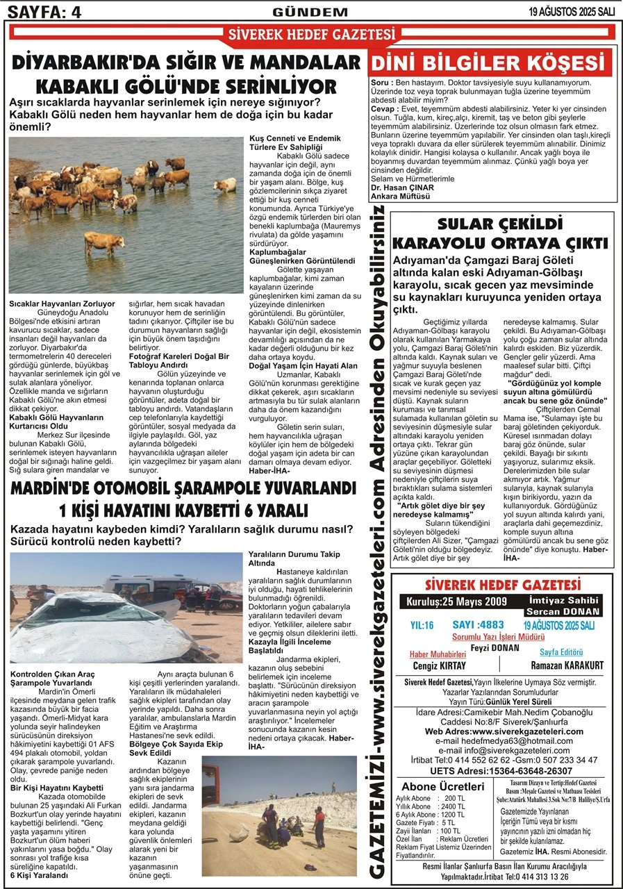 19.08.2025 TArihli Gazetemiz