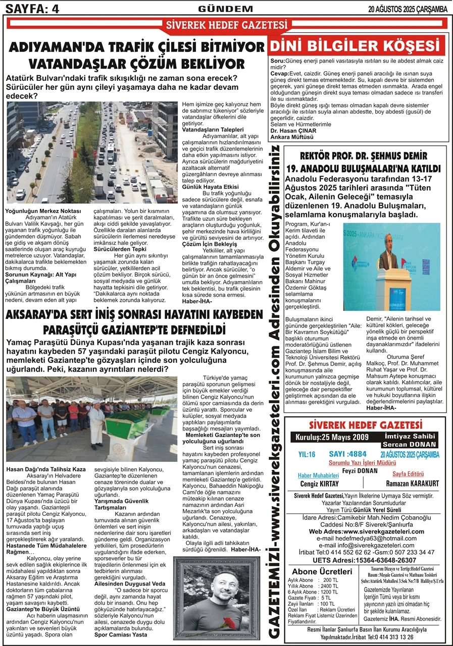 20.08.2025 Tarihli Gazetemiz