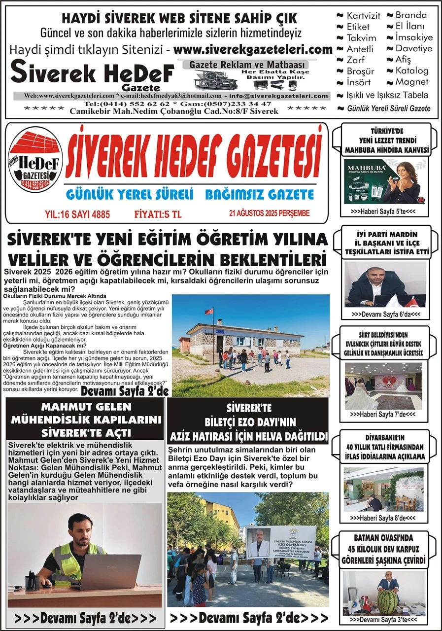 21.08.2025 Tarihli Gazetemiz