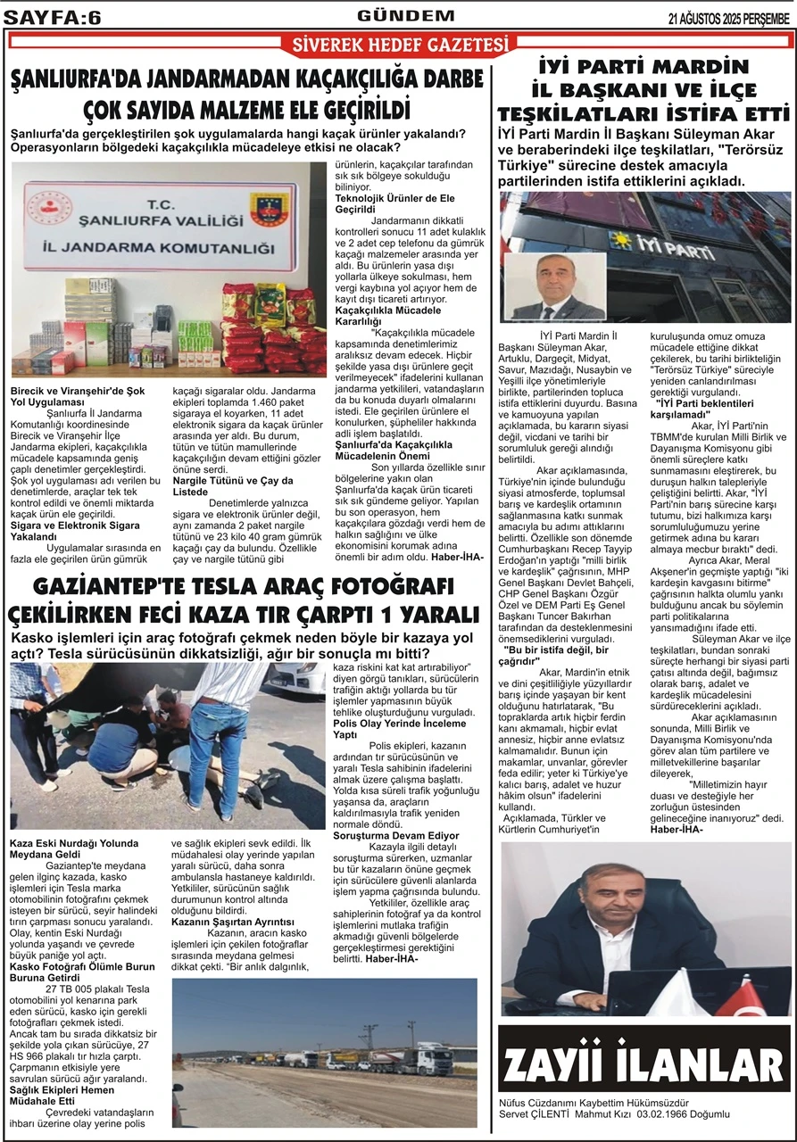 21.08.2025 Tarihli Gazetemiz