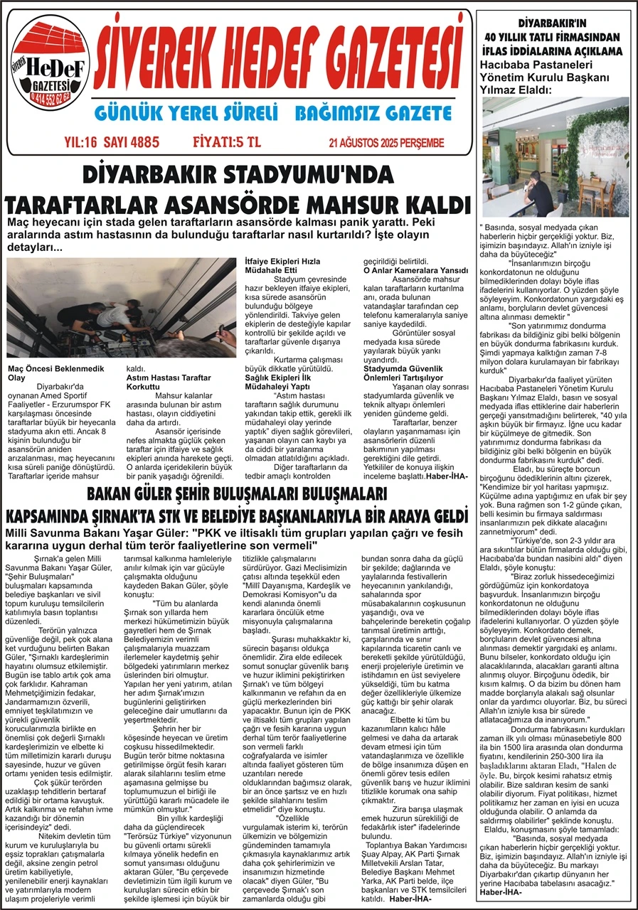 21.08.2025 Tarihli Gazetemiz
