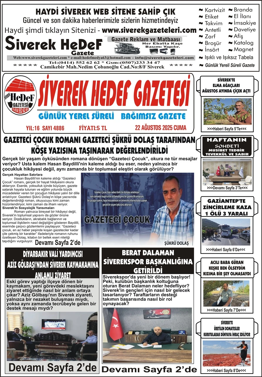 22.08.2025 Tarihli Gazetemiz