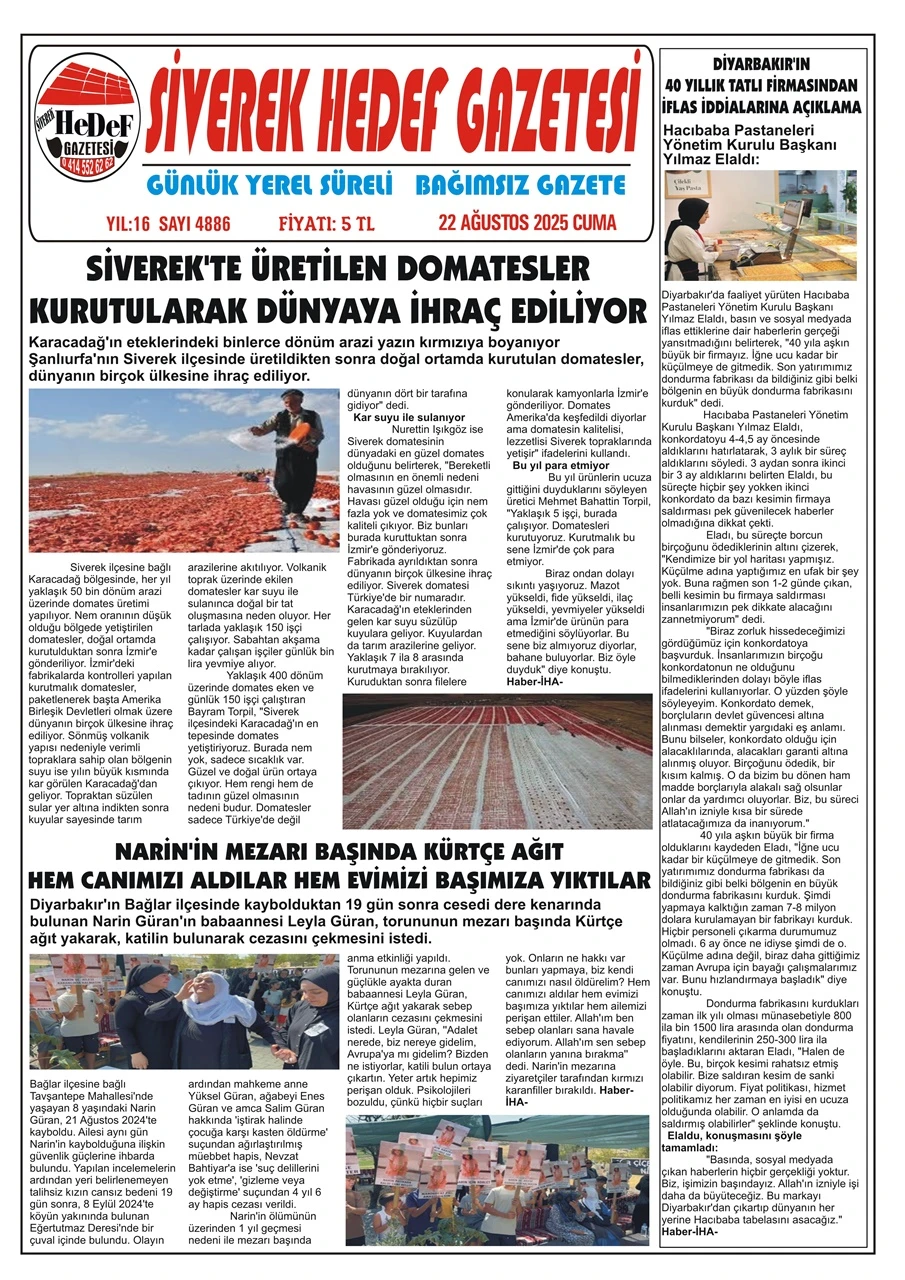 22.08.2025 Tarihli Gazetemiz
