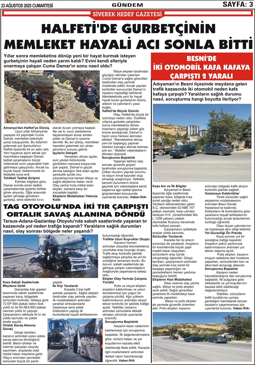 23.08.2025 Tarihli Gazetemiz