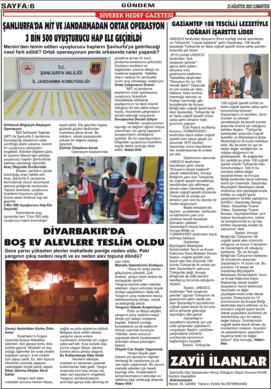 23.08.2025 Tarihli Gazetemiz