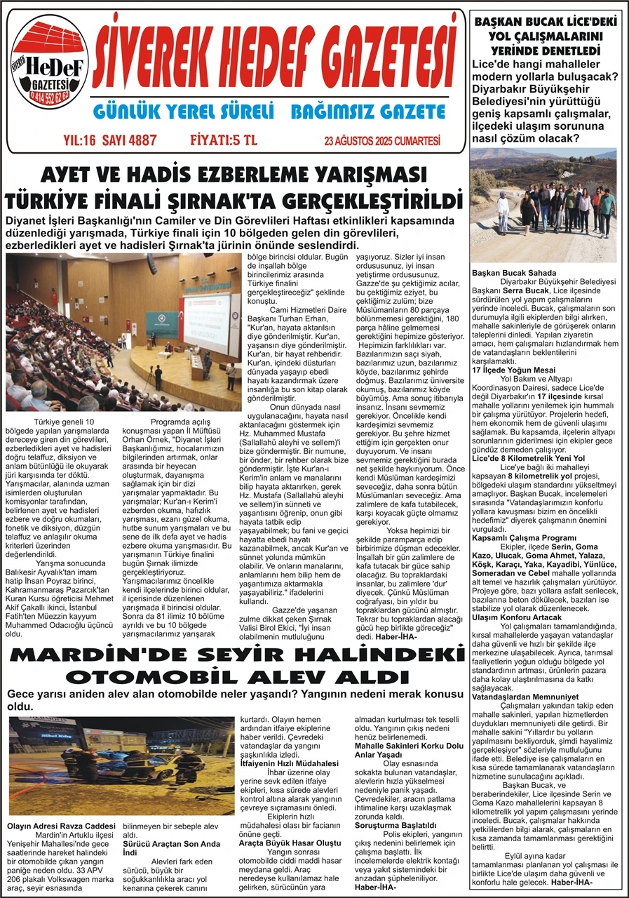 23.08.2025 Tarihli Gazetemiz