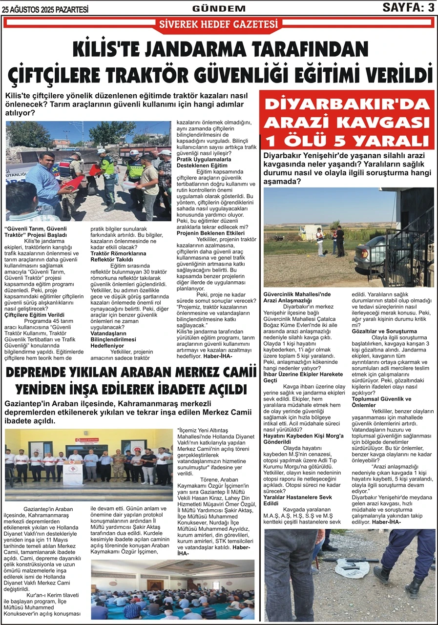 25.08.2025 Tarihli Gazetemiz