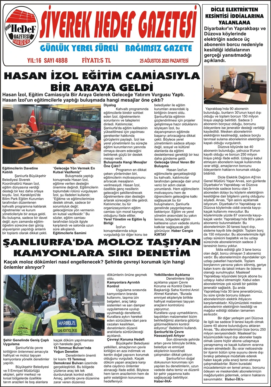 25.08.2025 Tarihli Gazetemiz