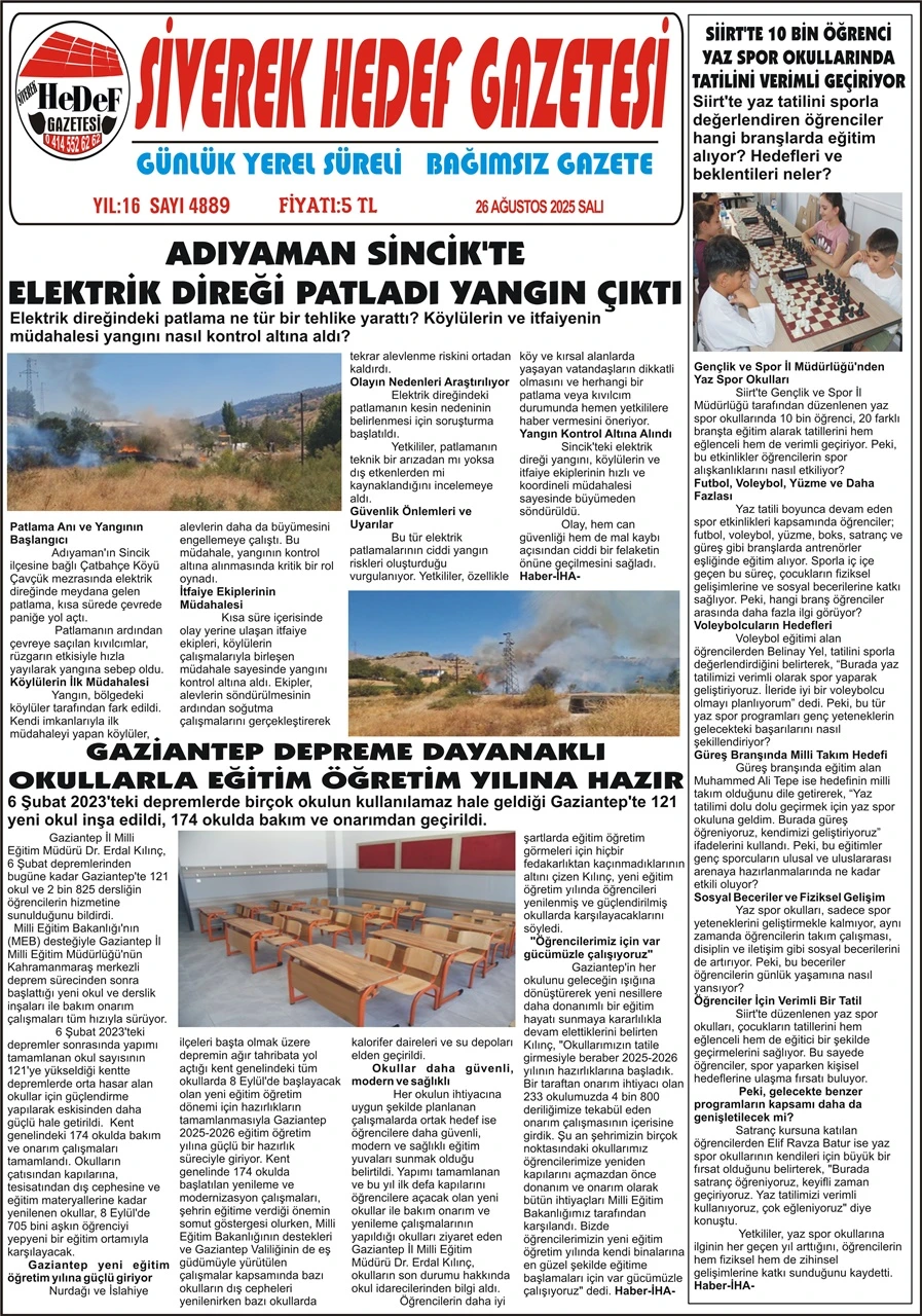 26.08.2025 Tarihli Gazetemiz