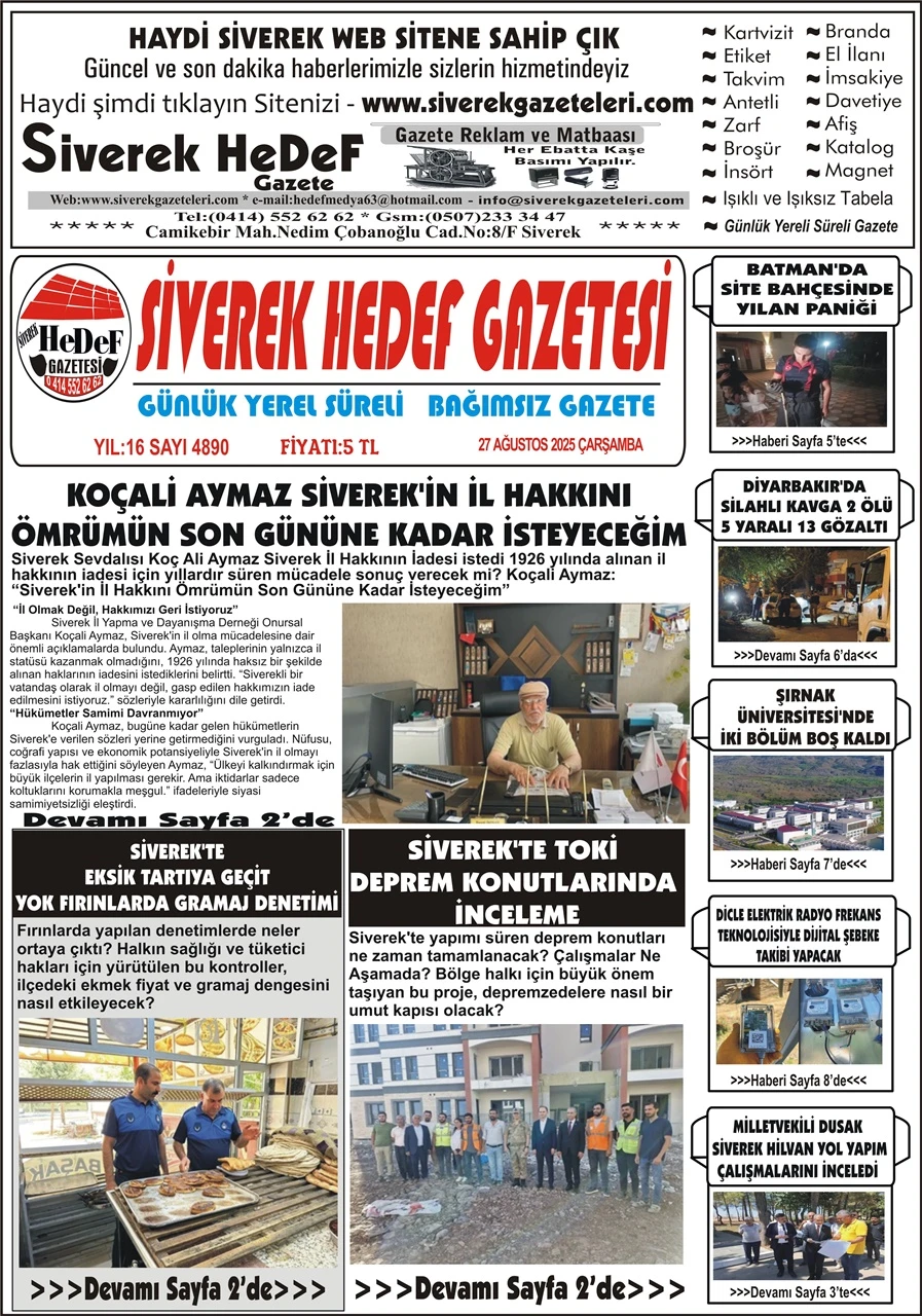 27.08.2025 Tarihli Gazetemiz