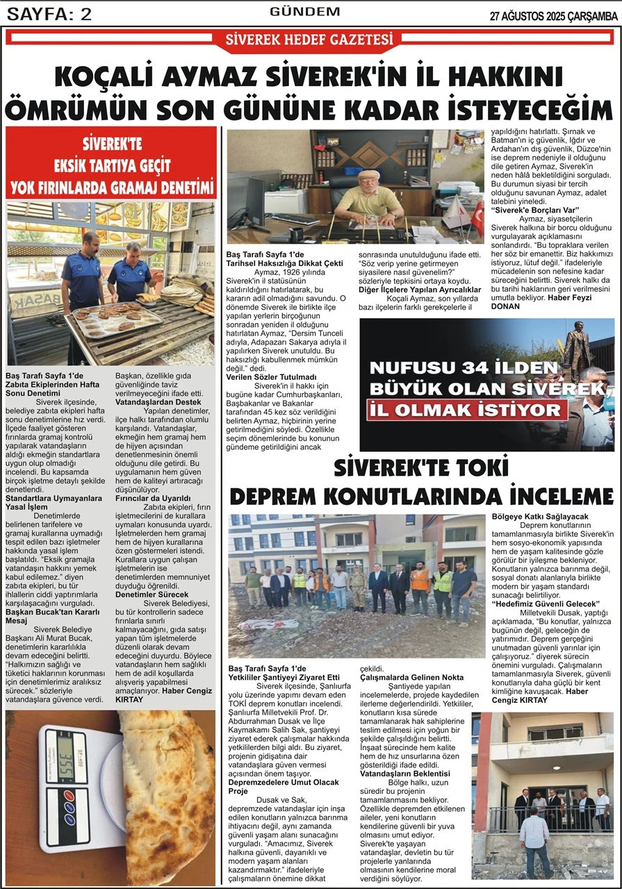 27.08.2025 Tarihli Gazetemiz