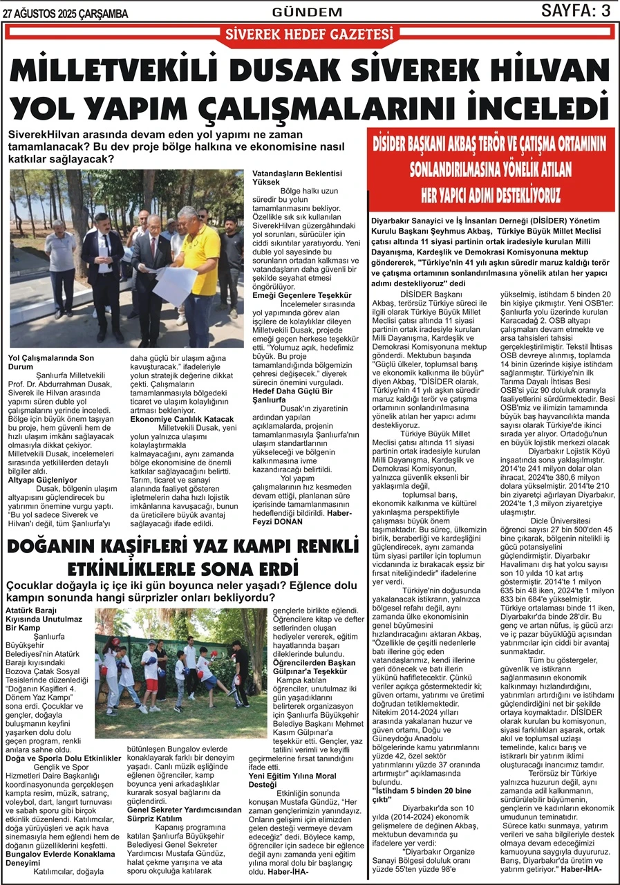 27.08.2025 Tarihli Gazetemiz