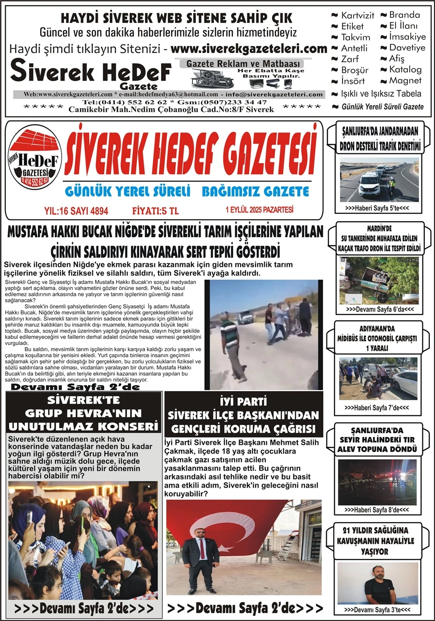 1.09.2025 Tarihli Gazetemiz