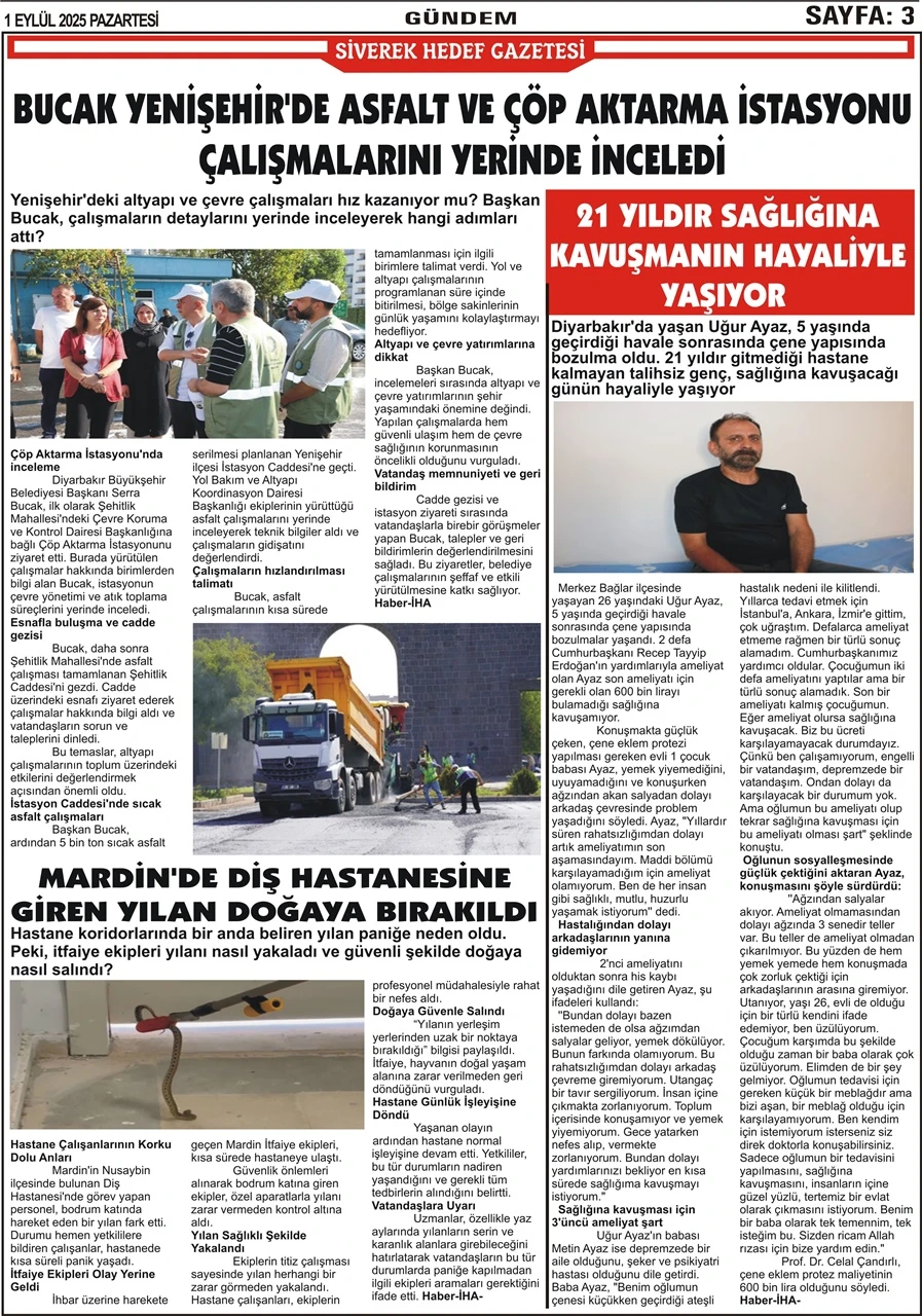 1.09.2025 Tarihli Gazetemiz