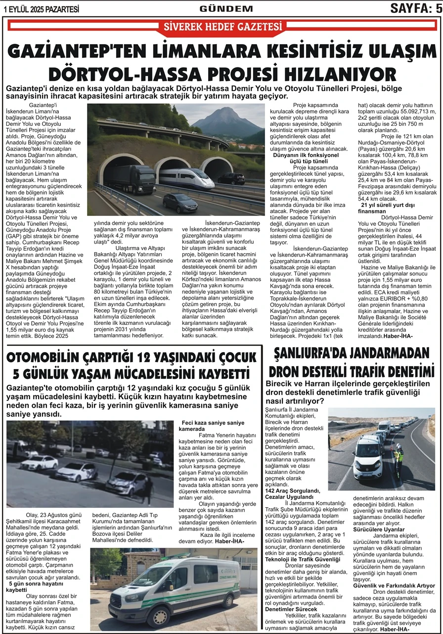1.09.2025 Tarihli Gazetemiz