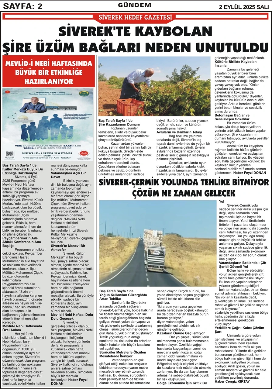 2.09.2025 Tarihli Gazetemiz