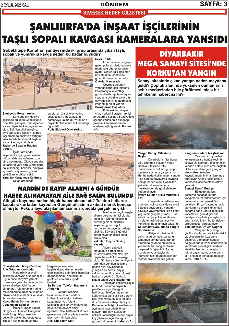 2.09.2025 Tarihli Gazetemiz