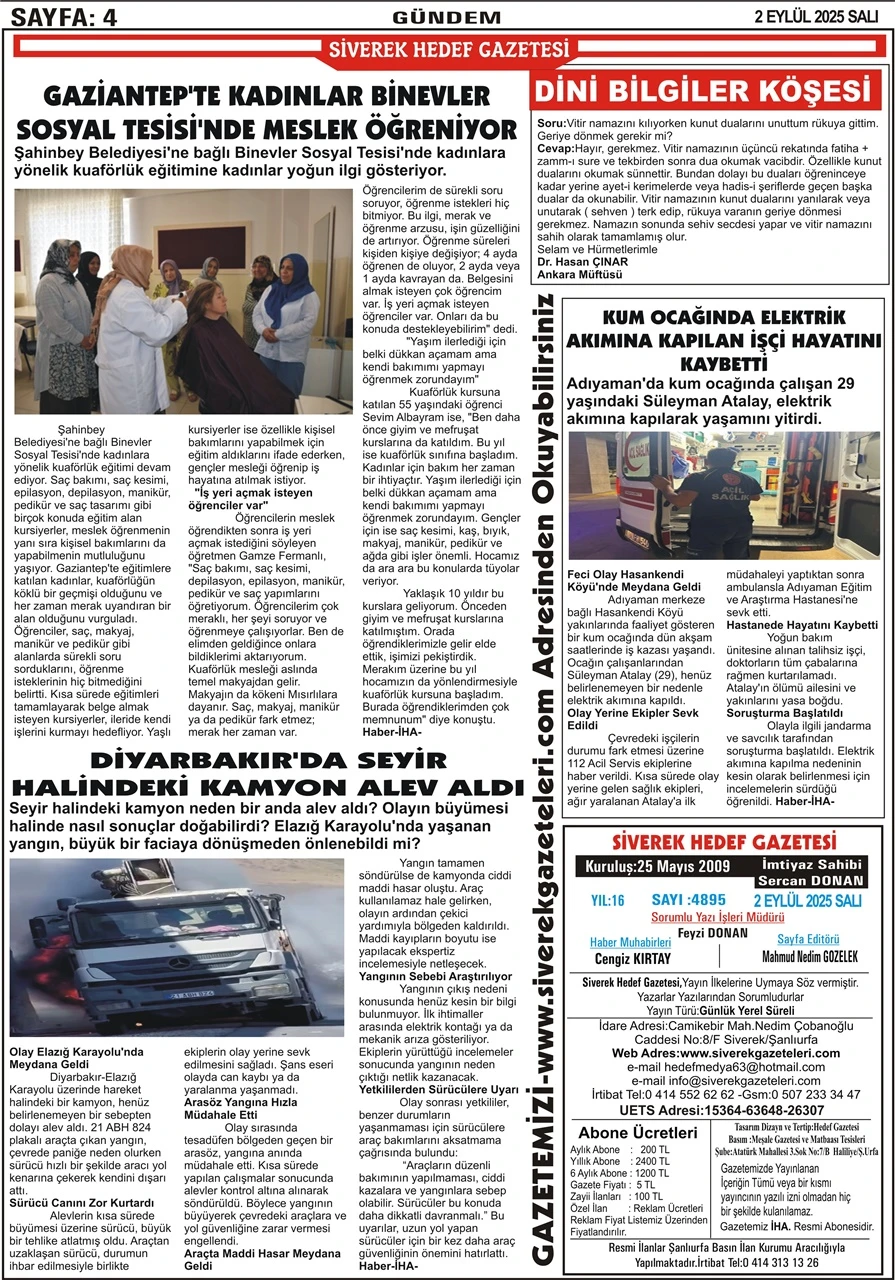 2.09.2025 Tarihli Gazetemiz