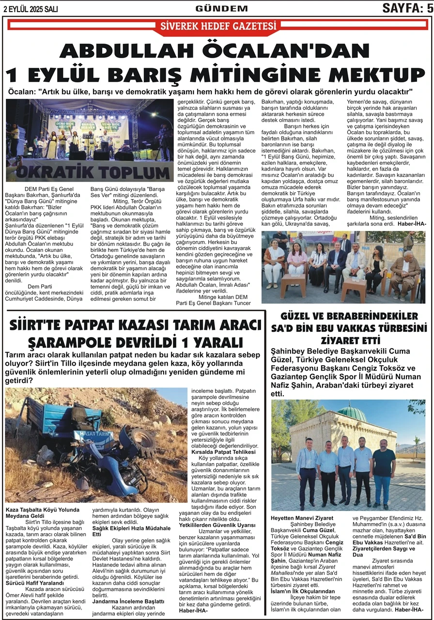 2.09.2025 Tarihli Gazetemiz