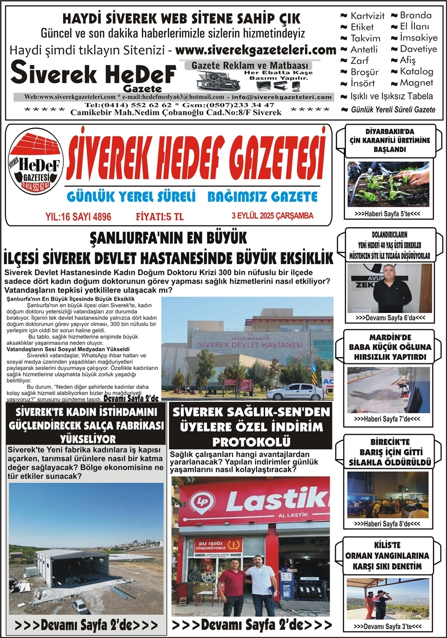 3.09.2025 Tarihli Gazetemiz