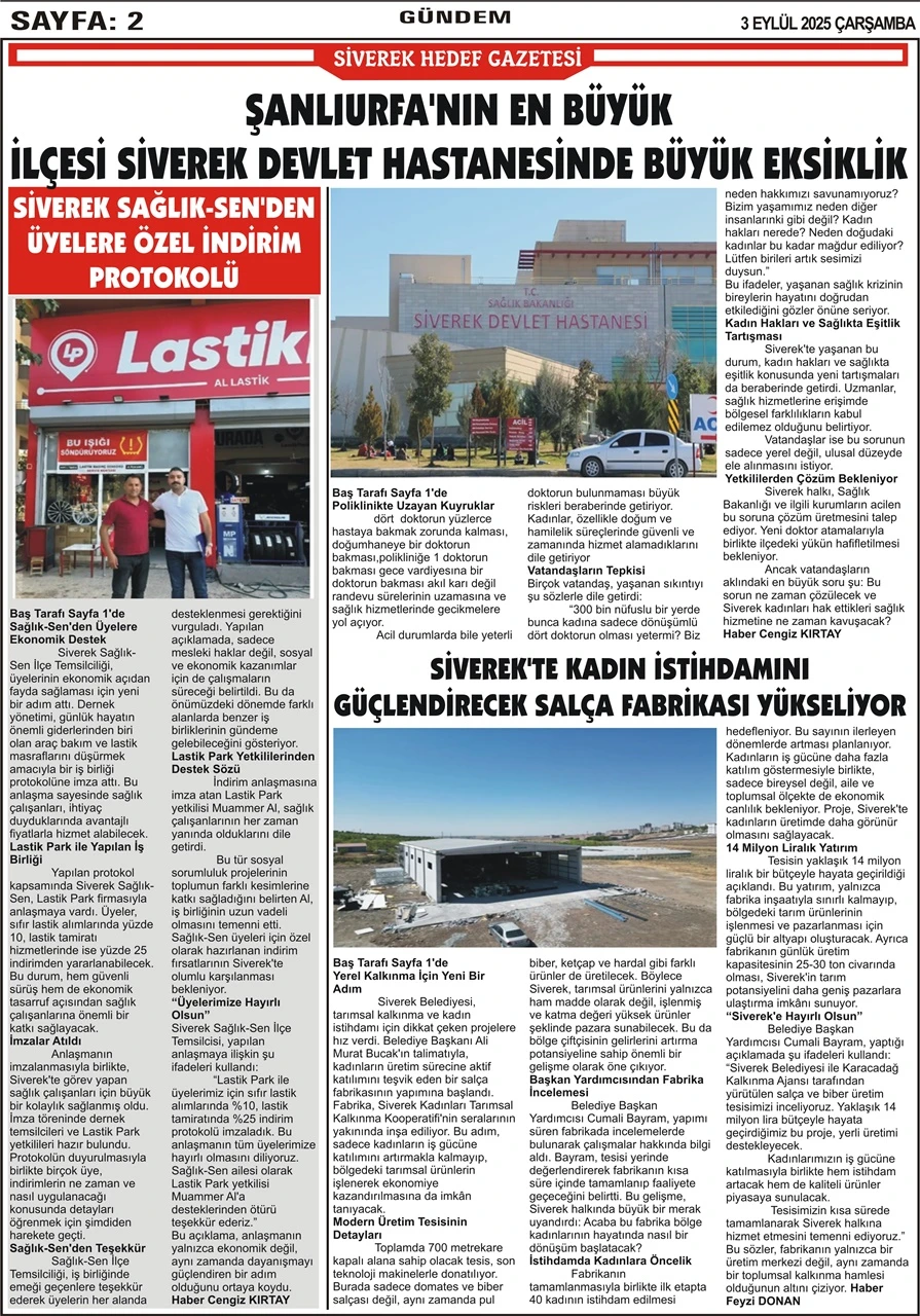 3.09.2025 Tarihli Gazetemiz