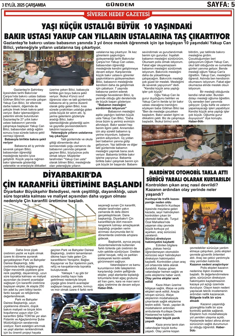 3.09.2025 Tarihli Gazetemiz