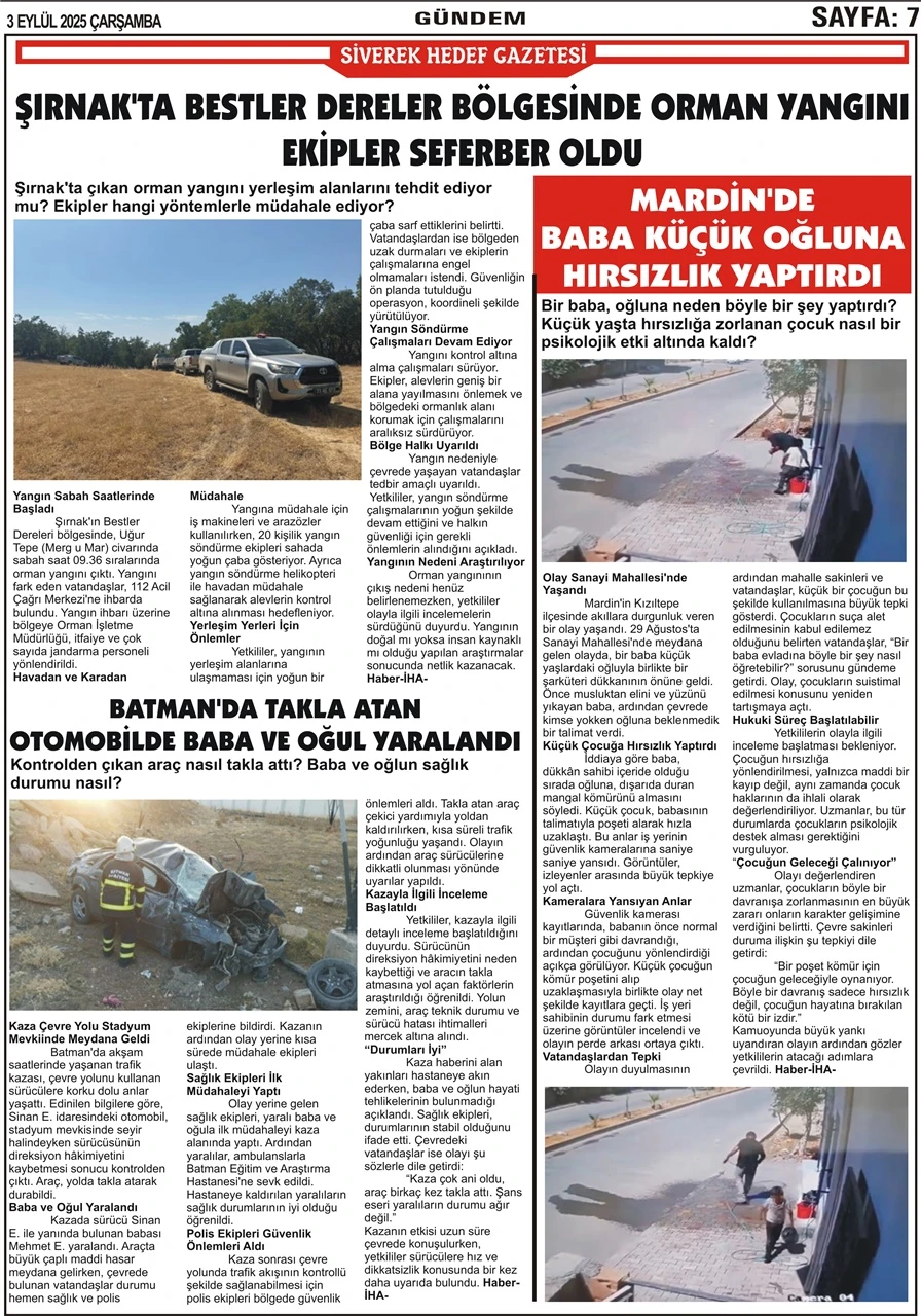 3.09.2025 Tarihli Gazetemiz