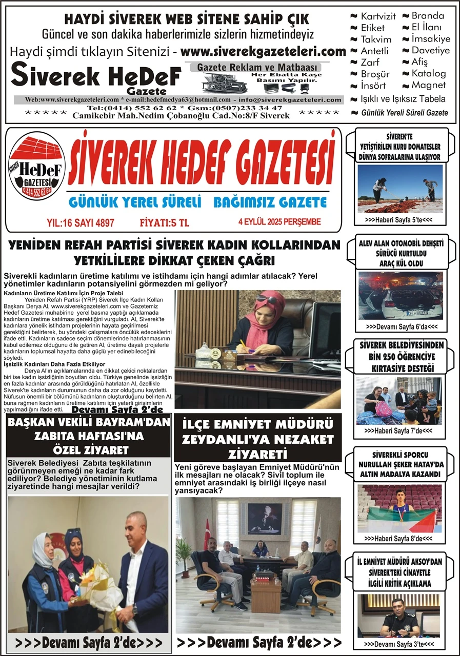 4.09.2025 Tarihli Gazetemiz