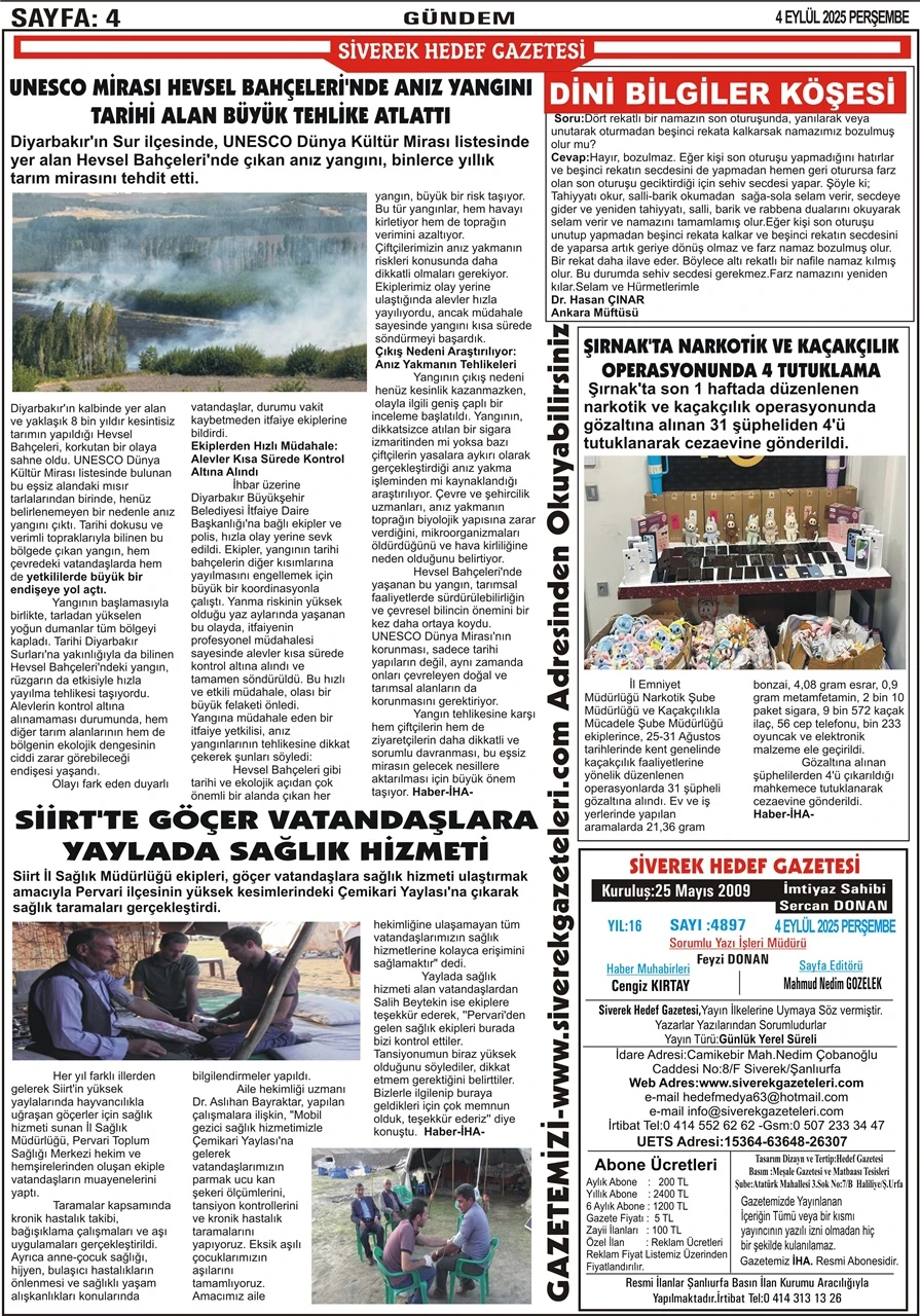 4.09.2025 Tarihli Gazetemiz