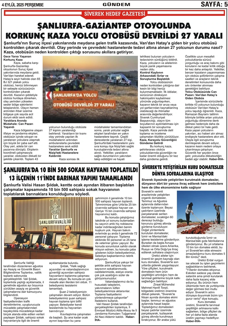 4.09.2025 Tarihli Gazetemiz