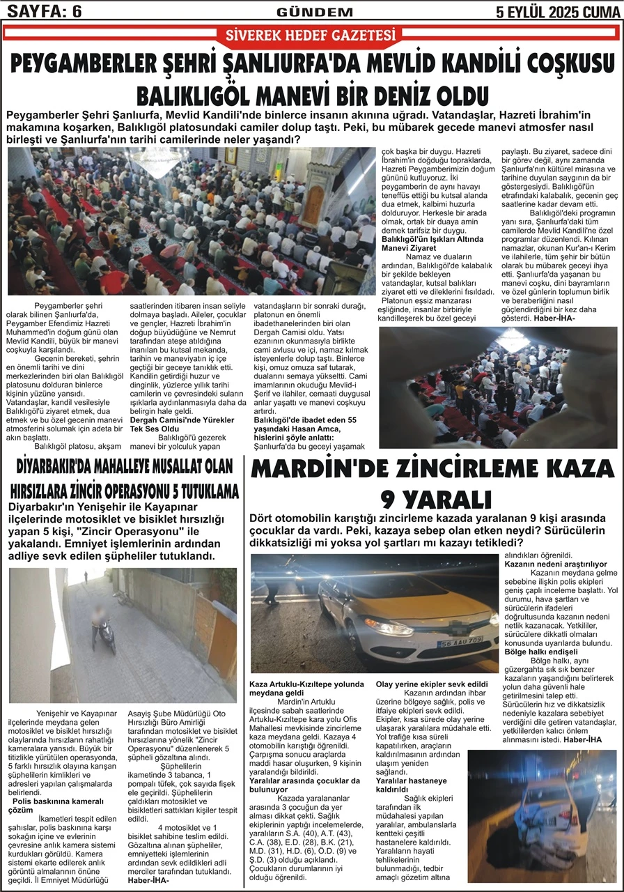 5.09.2025 Tarihli Gazetemiz