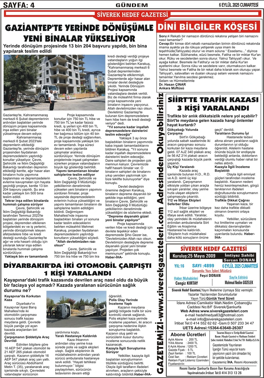 6.09.2025 Tarihli Gazetemiz