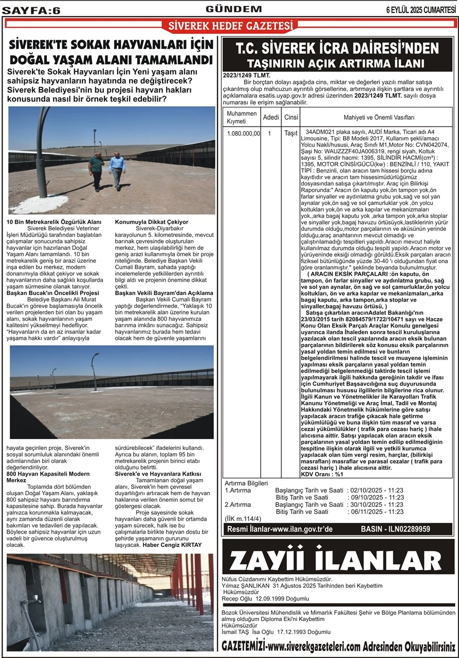 6.09.2025 Tarihli Gazetemiz