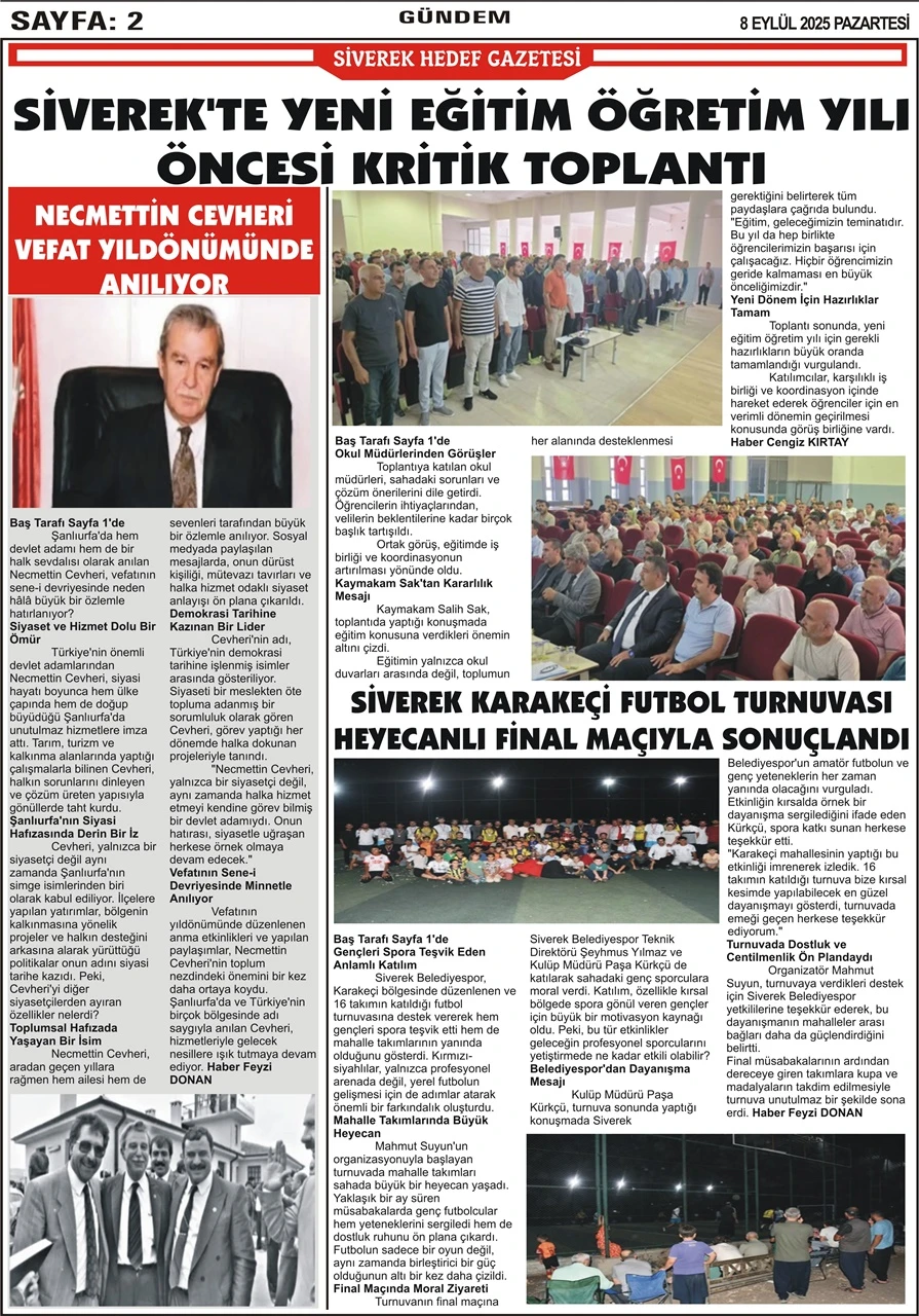 8.09.2025 Tarihli Gazetemiz