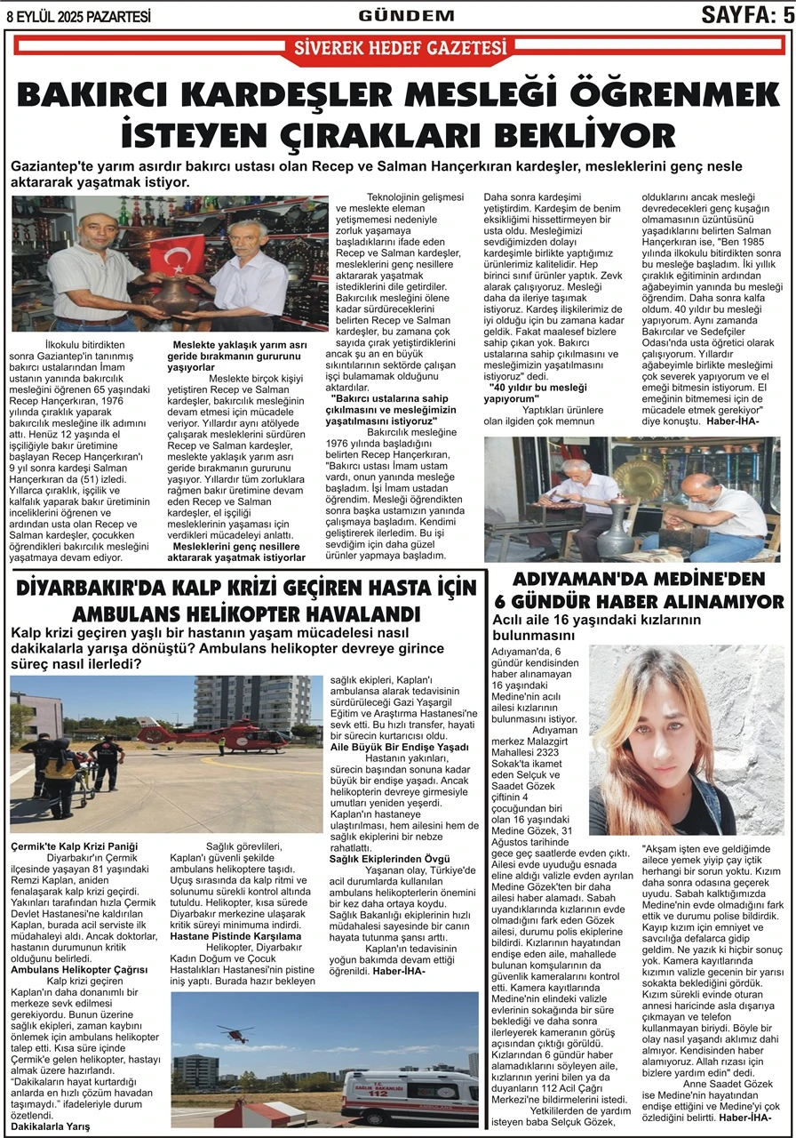 8.09.2025 Tarihli Gazetemiz