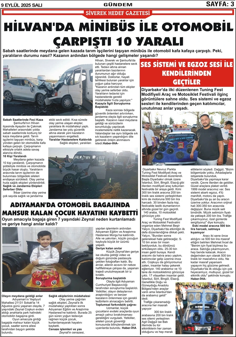9.09.2025 Tarihli Gazetemiz