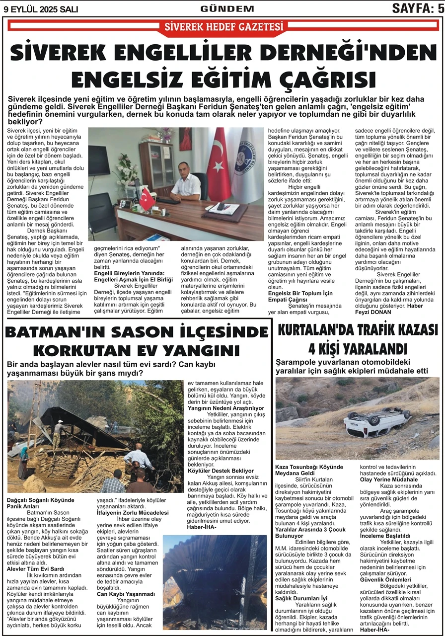 9.09.2025 Tarihli Gazetemiz