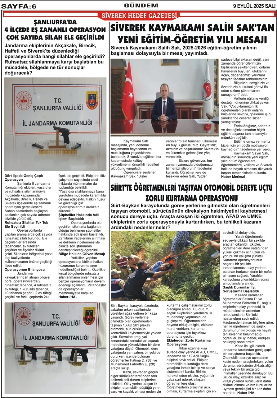 9.09.2025 Tarihli Gazetemiz