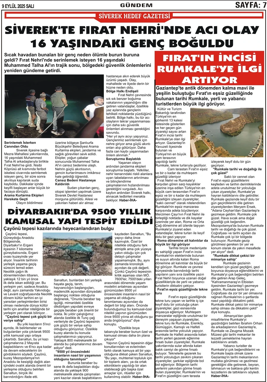 9.09.2025 Tarihli Gazetemiz